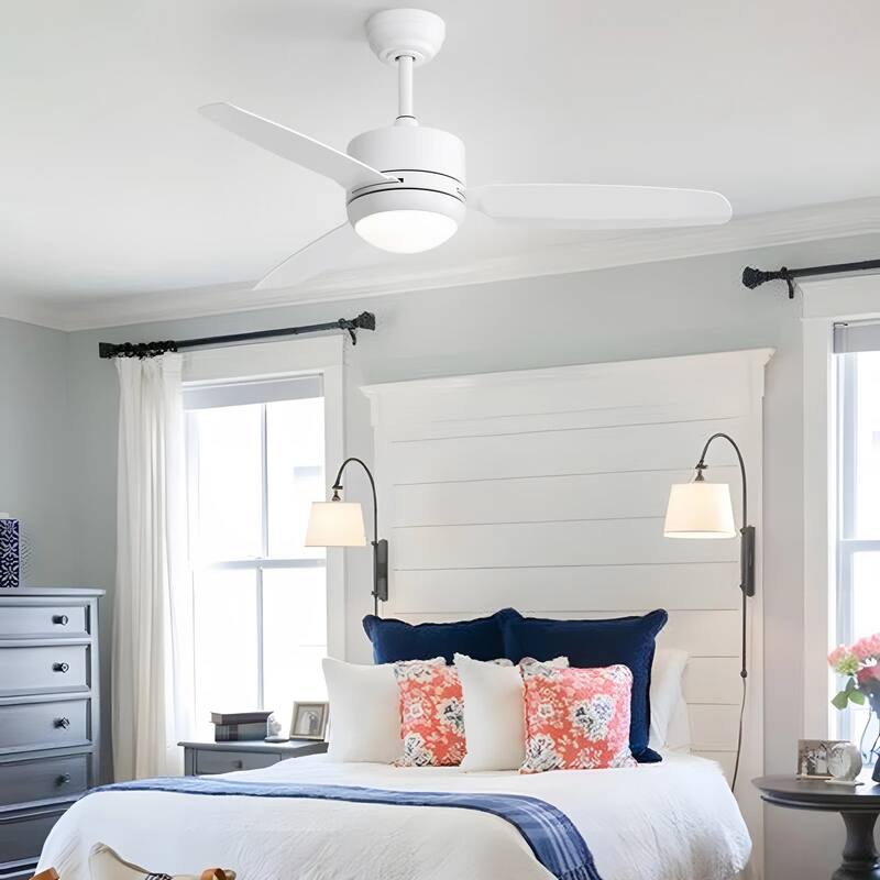 46" Indoor Ceiling Fan with Dimmable Led Light and Remote Control, 6 Speeds DC Motor