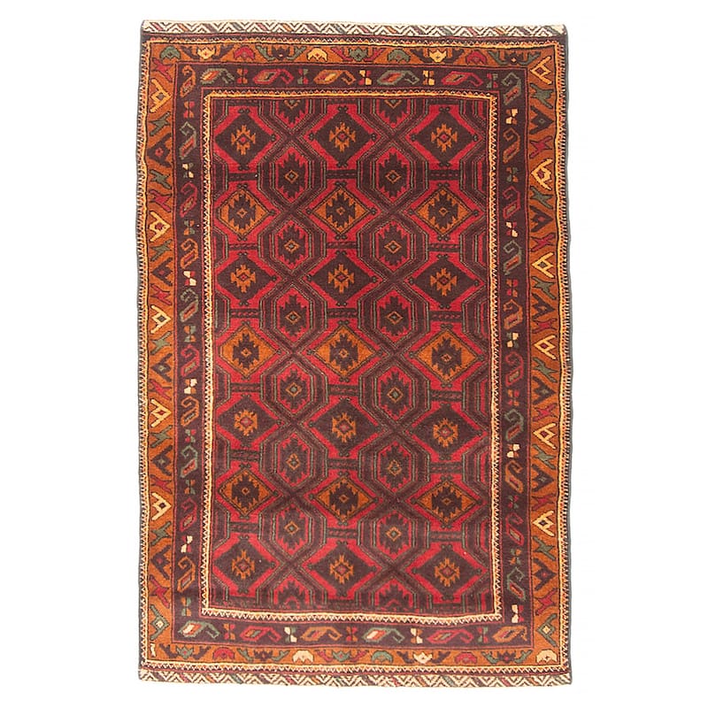Teimani Red Rug 2'9" x 4'5" - 2'9 x 4'5 - Red - 2'9 x 4'5