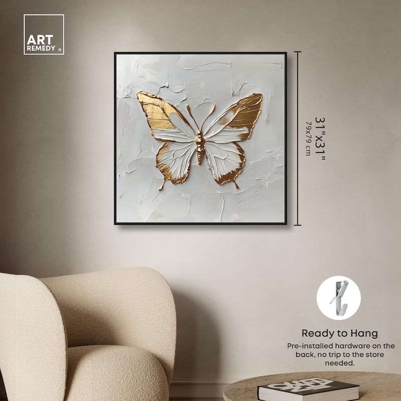 Simple Golden Butterfly Canvas by Art Remedy