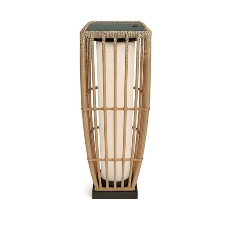Aria Home Solar Floor Lantern Outdoor Wicker Lamp Rattan Patio Light - Brown