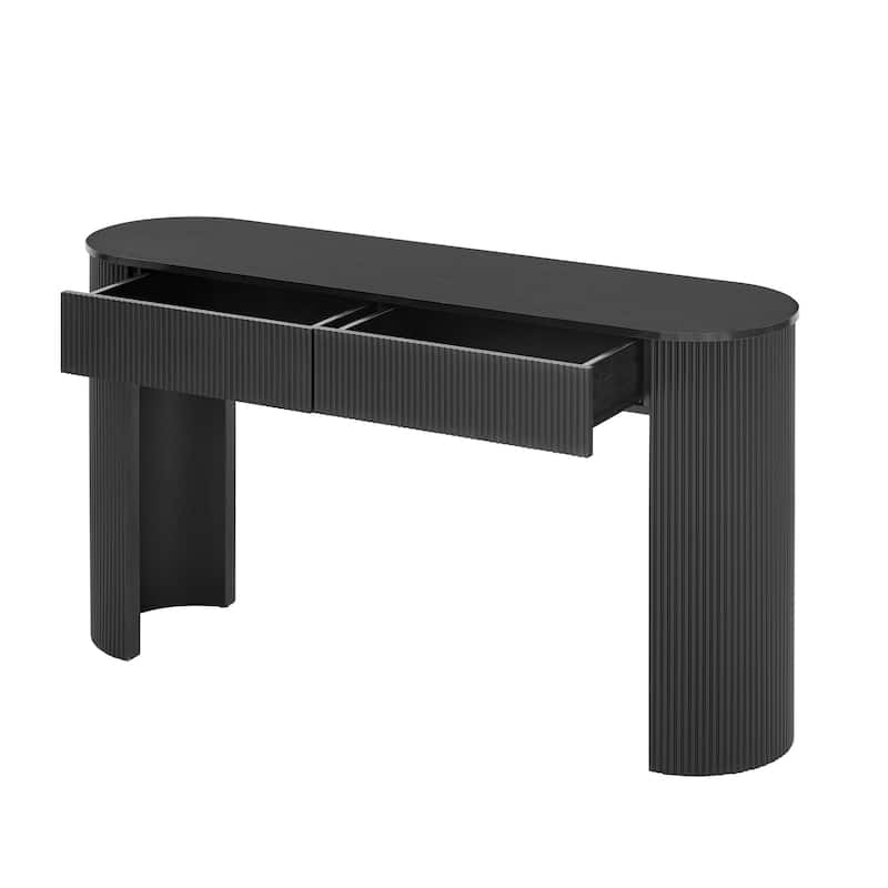 Modern Console Table with Storage,Oval Top and 2 Drawers