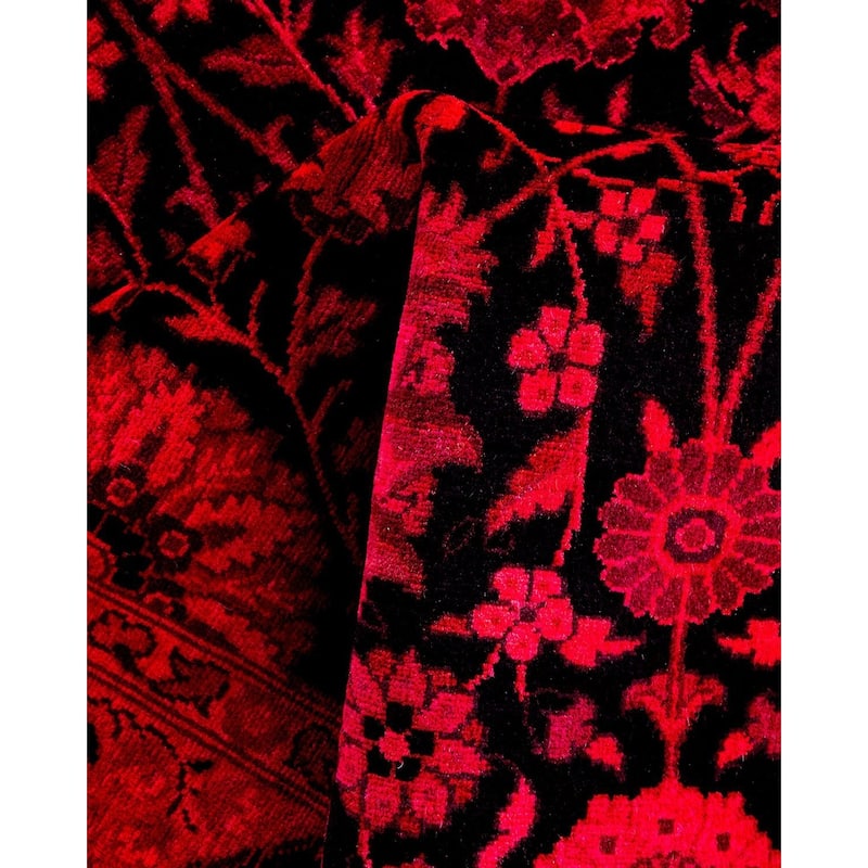 Overton Hand Knotted Wool Vintage Inspired Modern Contemporary Overdyed Red Runner Rug - 3' 1" x 10' 9"