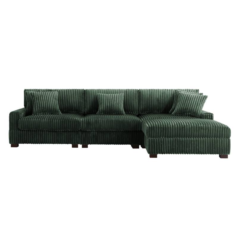 118.3" W Upholstered Sectional Modular Sofa with Ottoman