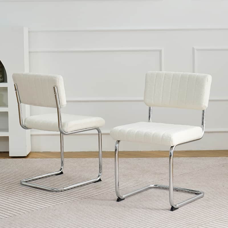 Set of 2 Modern Upholstered Dining Chair with Metal Leg