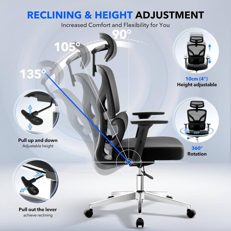 Ergonomic Office High-Back Computer Gaming Chair for Home, Office
