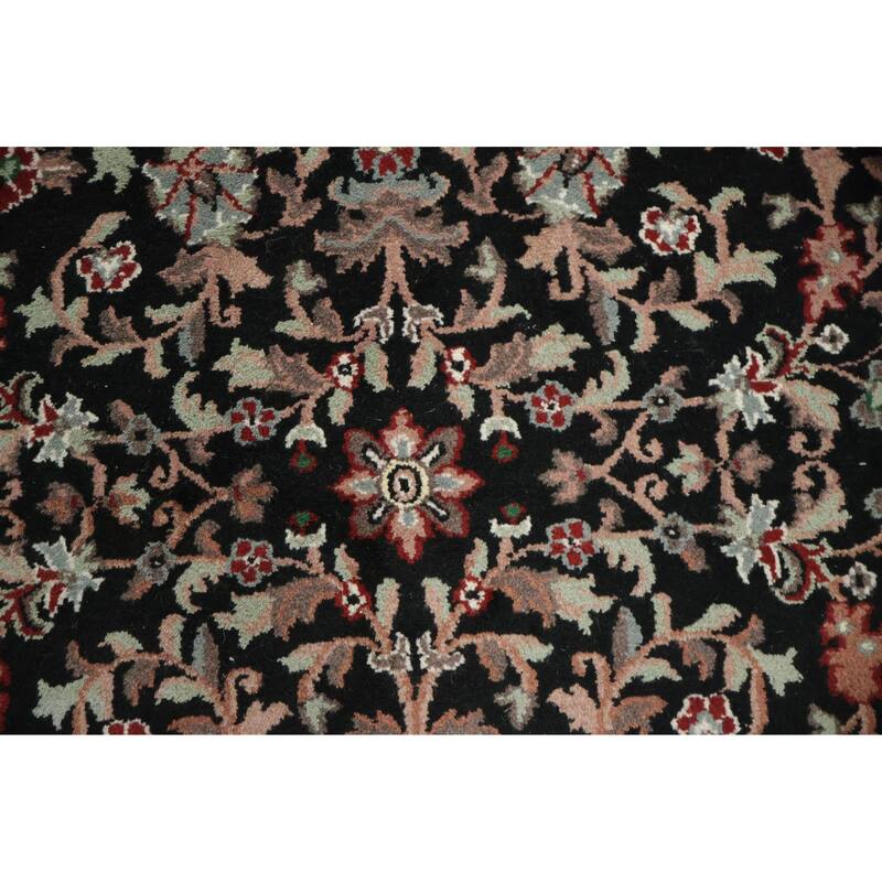 Hand Knotted Oriental 100% Wool Carpet Traditional All-Over Black Agra Area Rug - 6' 1'' X 4' 0''