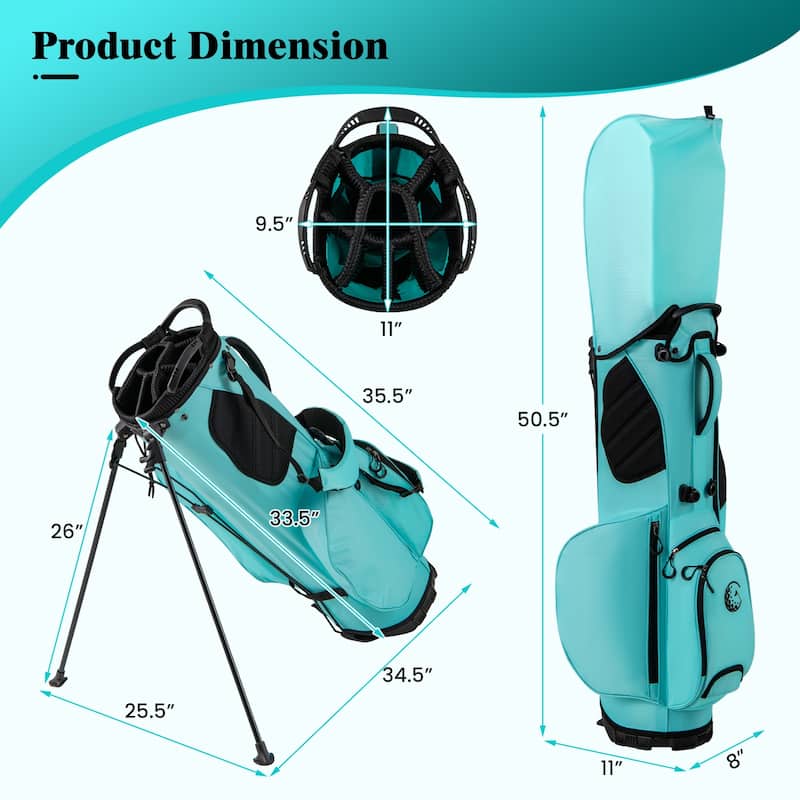Gymax 8-Way Golf Stand Bag w/ 5 Pockets Lightweight Portable Golf Club