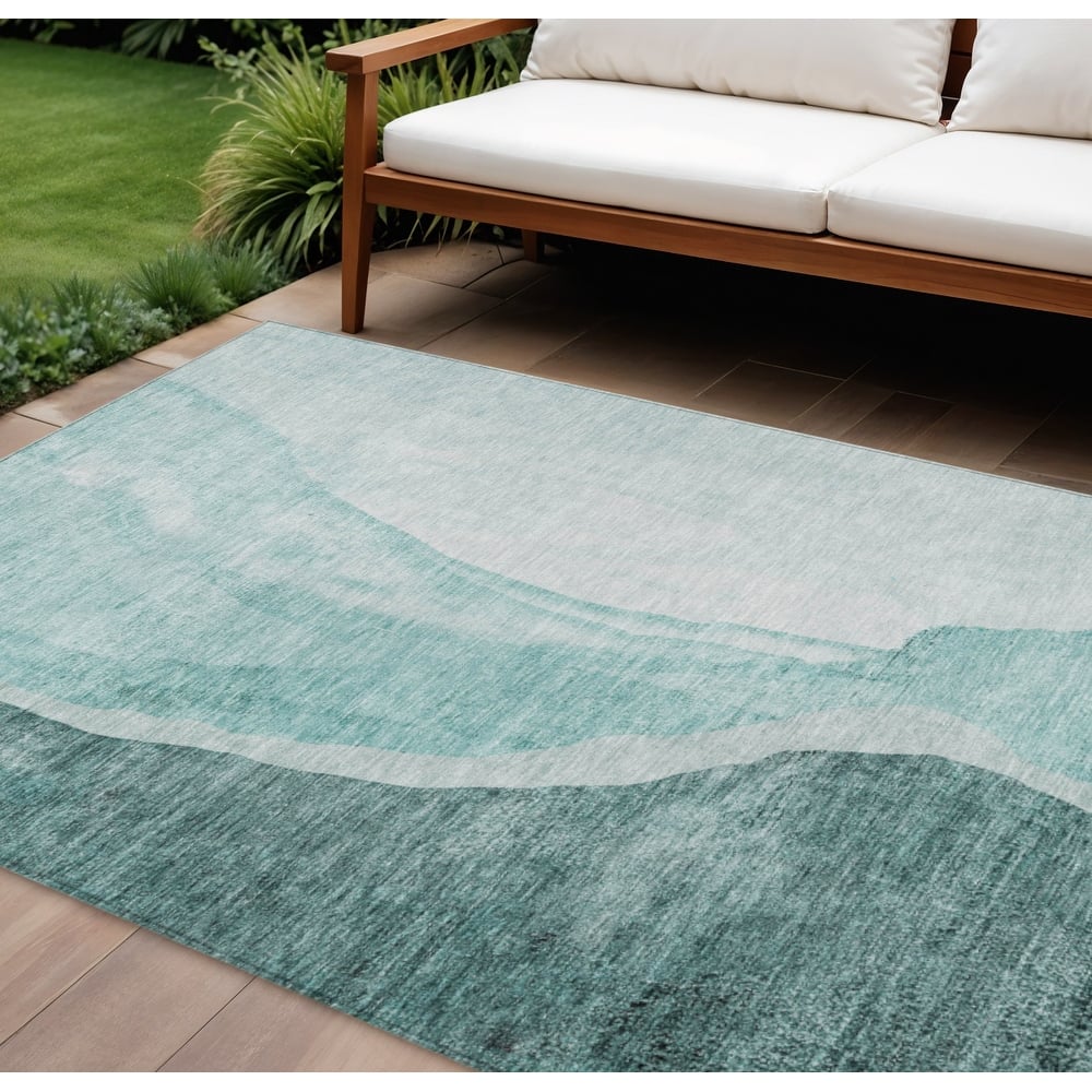 HomeRoots Abstract Transitional Rectangle Outdoor Rug