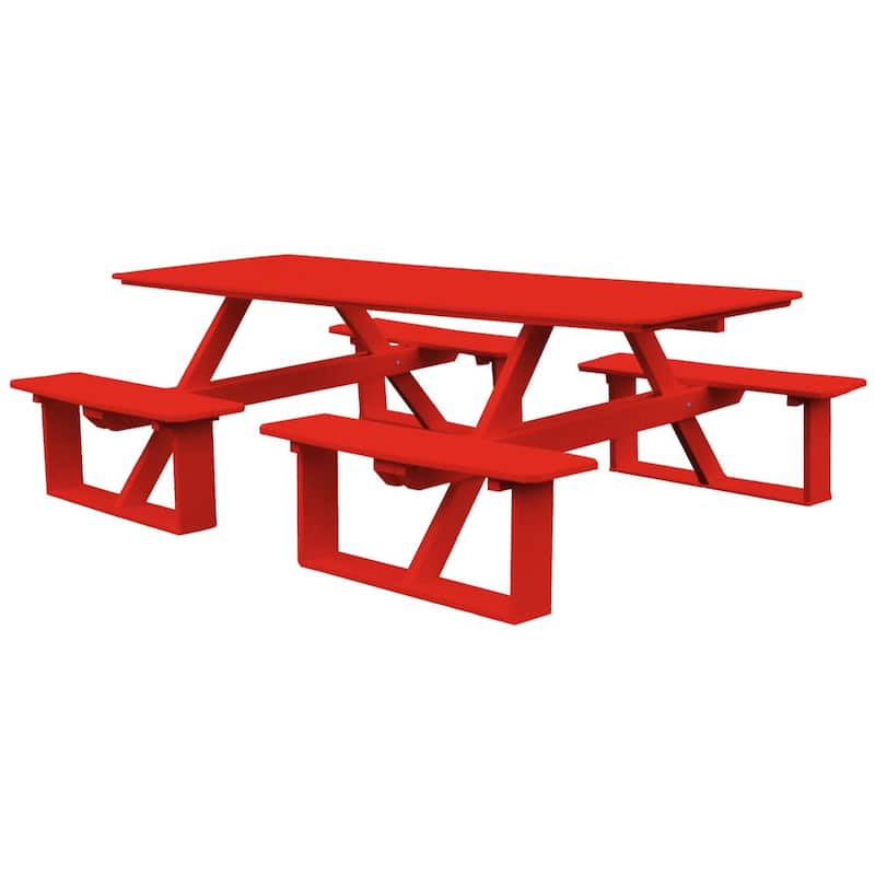 Poly Lumber 8' Walk-In Table - Bright Red