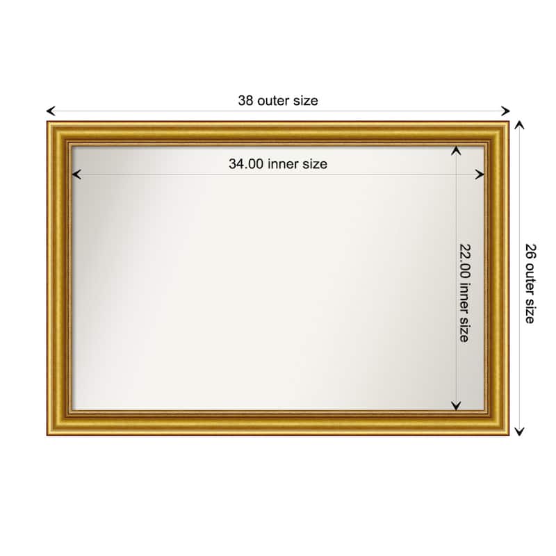 Townhouse Gold Framed Non-Beveled Custom Wall Mirror, Bathroom Vanity Mirror - Outer Size: 37.75 x 25.75