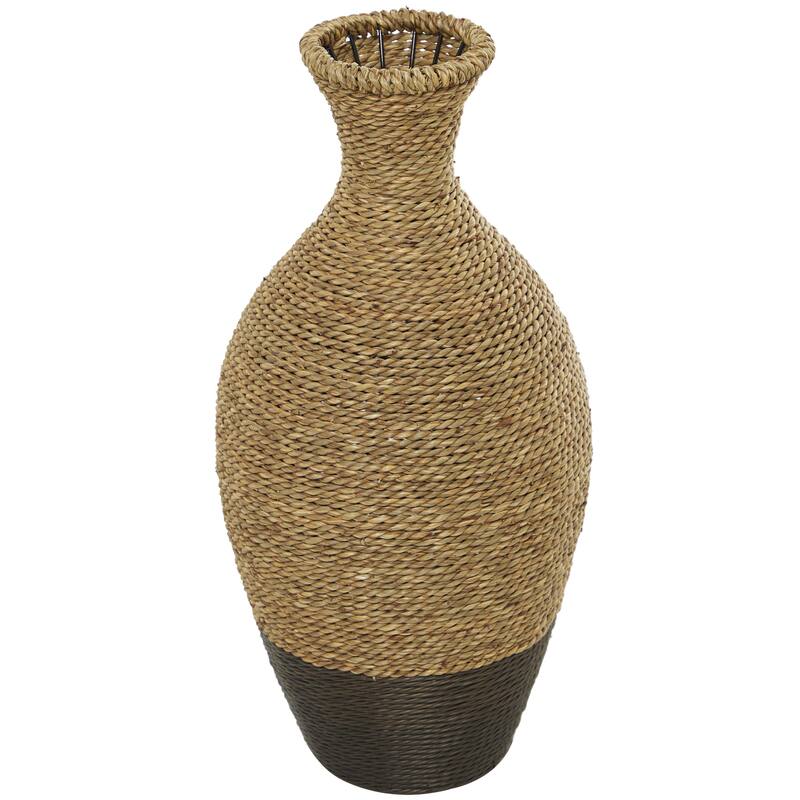 Seagrass Handmade Tall Woven Floor Vase - Brown - Roche River Decor - Brown - 10"W, 21"H