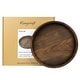 preview thumbnail 38 of 68, KINWELL Round Black Walnut Wood Serving Tray Ottoman Tray with Handles