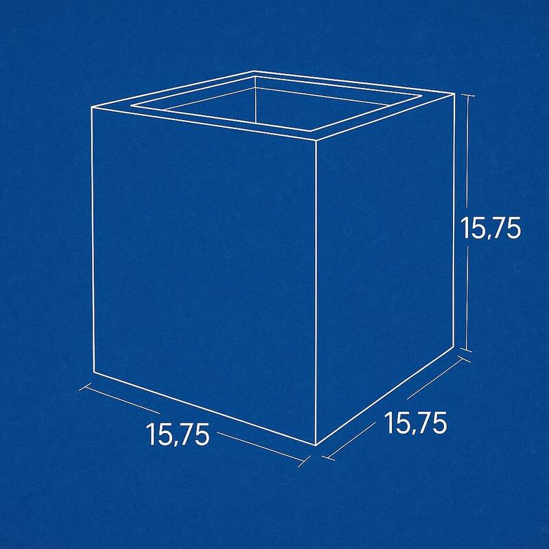 Grigio XL Cube Planter 19.75"W x 19.75"H Fiberglass Stone Resin, Lightweight, Frost & UV Resistant