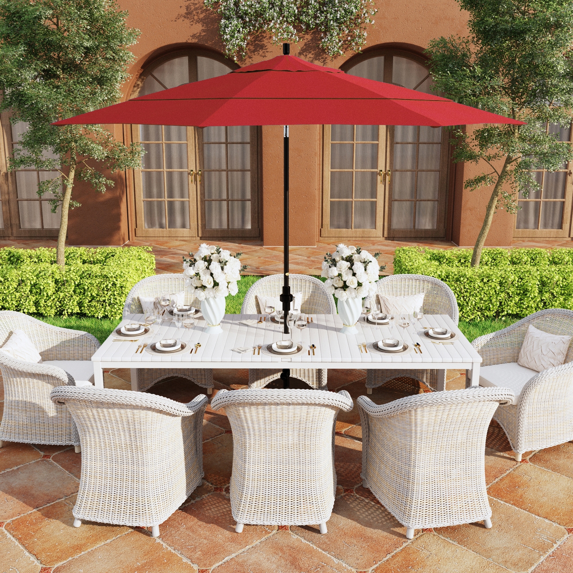 hayneedle 11 ft patio umbrella coral coast 11' Octagon Beige Canopy Needs to put water or sand/wet sand into the base. Crestlive Products 11-ft Aluminum Navy