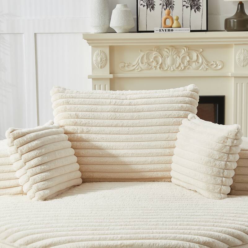 Oversized Round Chaise Lounge Corduroy Upholstered Single Sofa Chair with Cylindrical Neck Pillow and Integrated Backrest