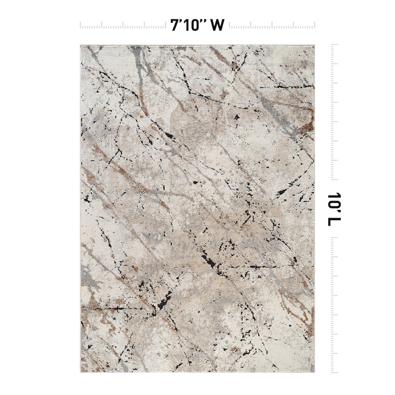 Marble Flow Area Rug - Rug for Living Room, Bedroom - Easy to Clean, Durable Polypropylene/Polyester with Jute Backing
