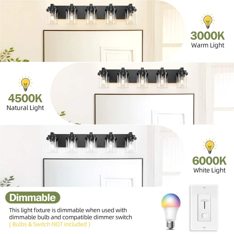 Modern 5-Light Vanity Light in Black