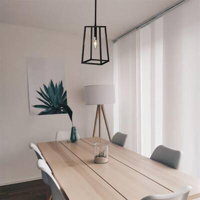 1 Light Caged Chandelier In Matte Black Finish