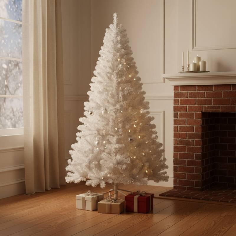 HomeRoots 9' White Full Spruce Christmas Tree - 5 Foot