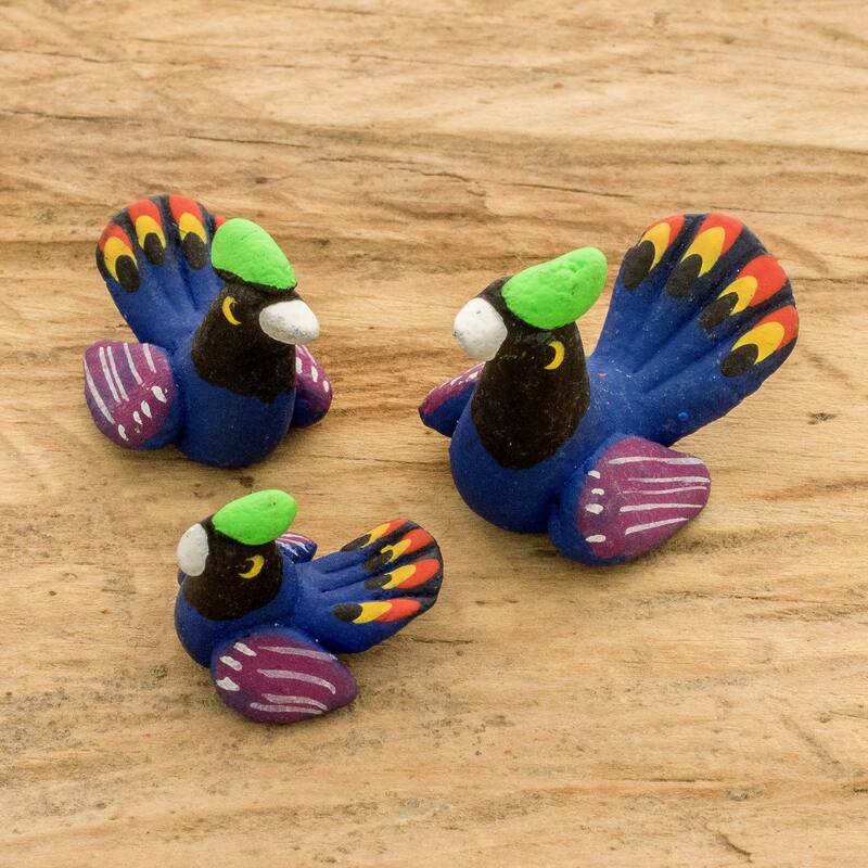 Novica Handmade Turkey Family Ceramic Figurines (Set Of 3)