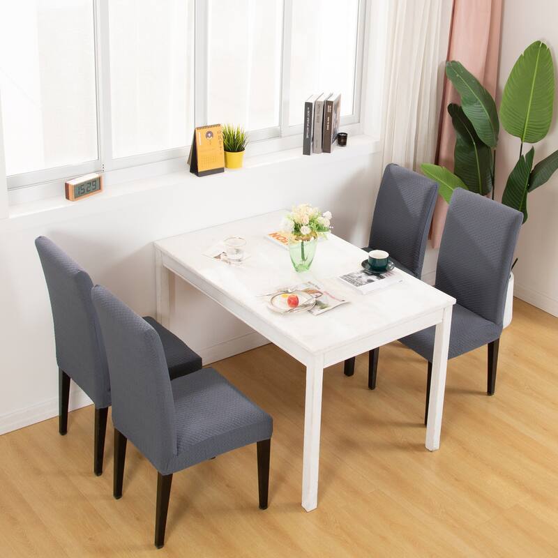 Enova Home Jacquard Polyester Spandex Fabric Stretch Dining Slipcovers Removable Anti-Dirty Fitted Furniture Protector Set of 2