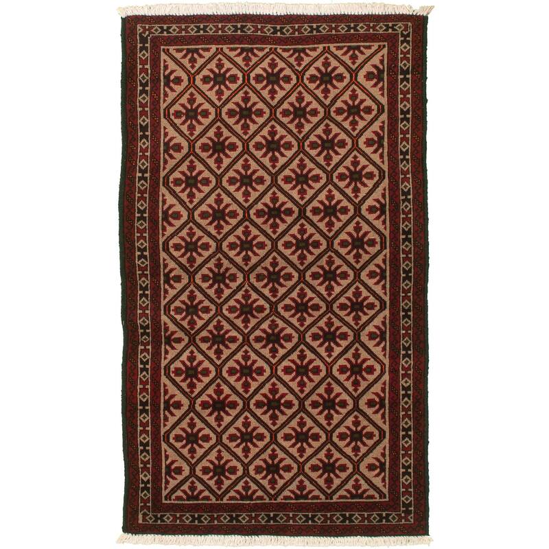 Hand-knotted Rizbaft Tan Wool Rug - 3'3 x 5'11/3'3" x 5'11"
