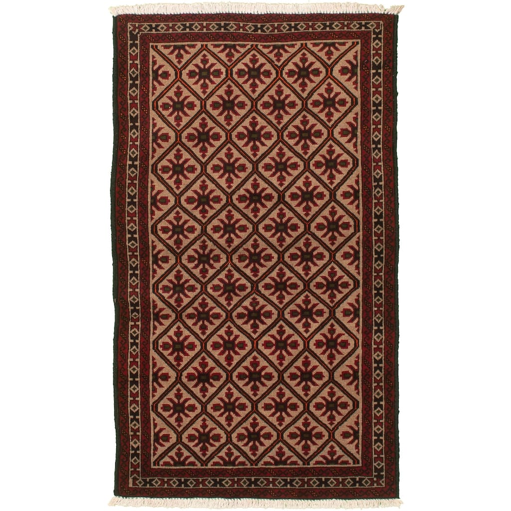 Hand-knotted Rizbaft Tan Wool Rug - 3'3 x 5'11/3'3" x 5'11"