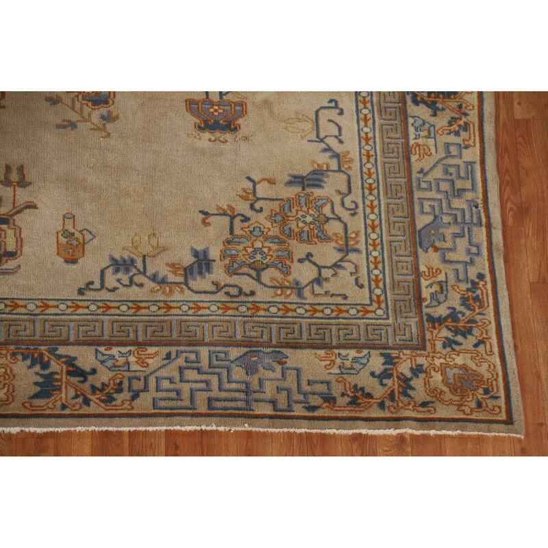 Hand Knotted Oriental 100% Wool Carpet Traditional Medallion Brown Art Deco Area Rug - 11' 1'' X 8' 7''