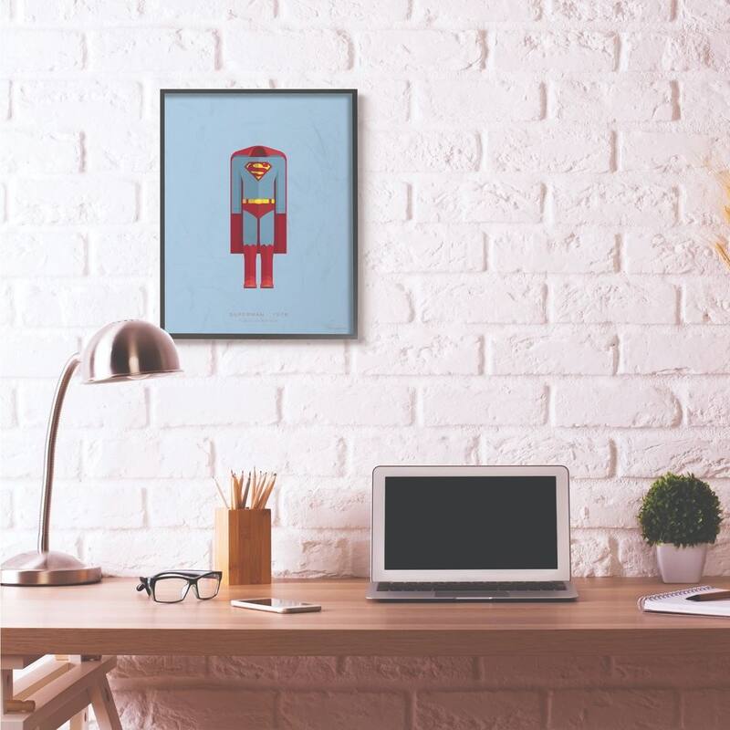 Stupell Superman Famous People Characters Fashion Design Black Framed Wall Art, Design By Artist Fred Birchal - 24 x 30