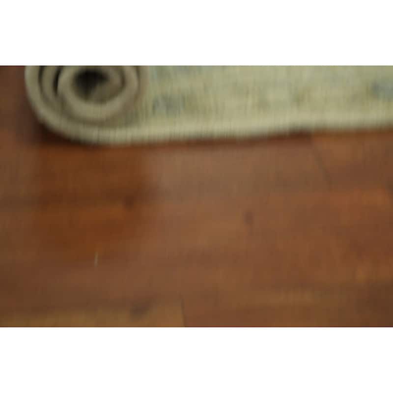 Vegetable Dye Floral Oushak Turkish Runner Rug, Floral Geometric - 9' 9'' X 2' 11''