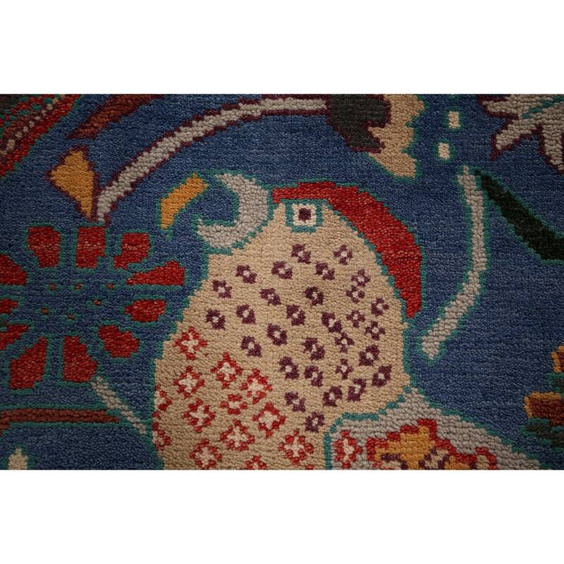 Animals Design Blue Ziegler Oriental Area Rug Hand-Knotted Wool Carpet - 9'11" x 13'8"