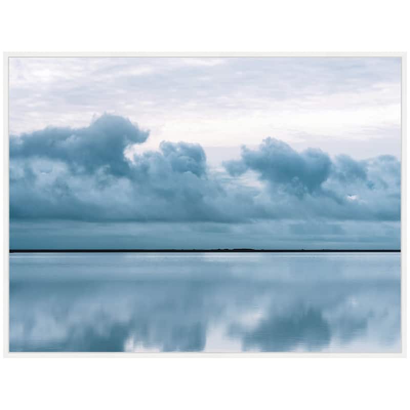 Kate and Laurel Sylvie Minimalist Sky Reflection In Iceland Framed Canvas by Michael Schauer