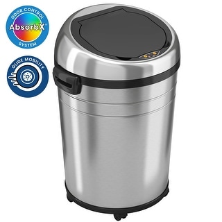 iTouchless 18 Gal Stainless Steel Sensor Kitchen Trash Can with Wheels ...