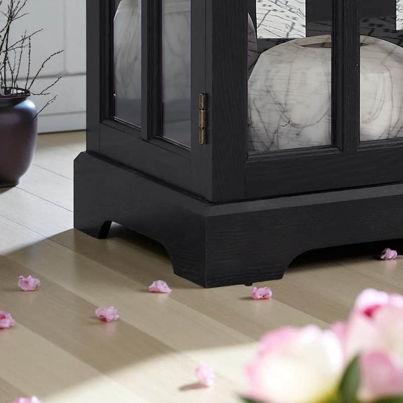 LED Antique Curio Display Cabinet with Glass Doors, Adjustable Shelves and Vintage 4-Door Design