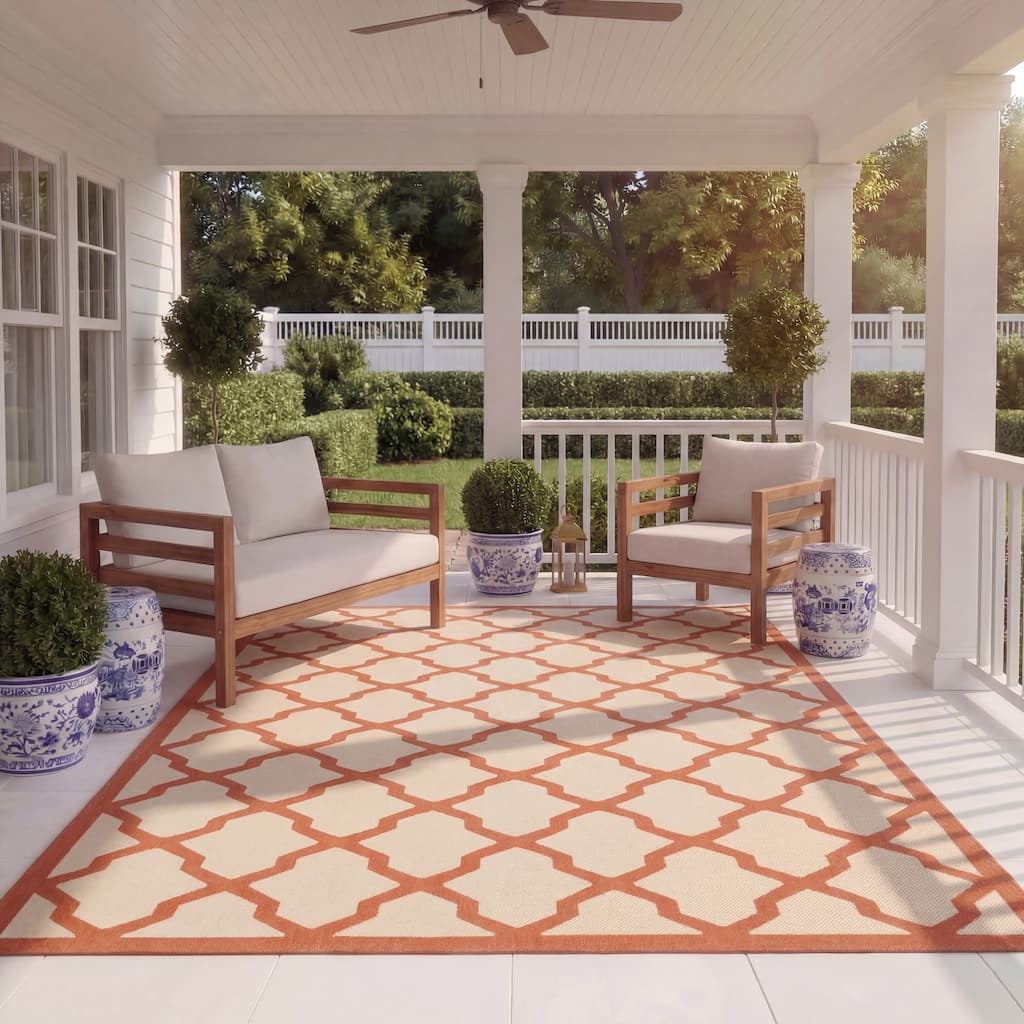 SAFAVIEH Courtyard Tuulikki Indoor /Outdoor Waterproof Trellis Patio Backyard Rug