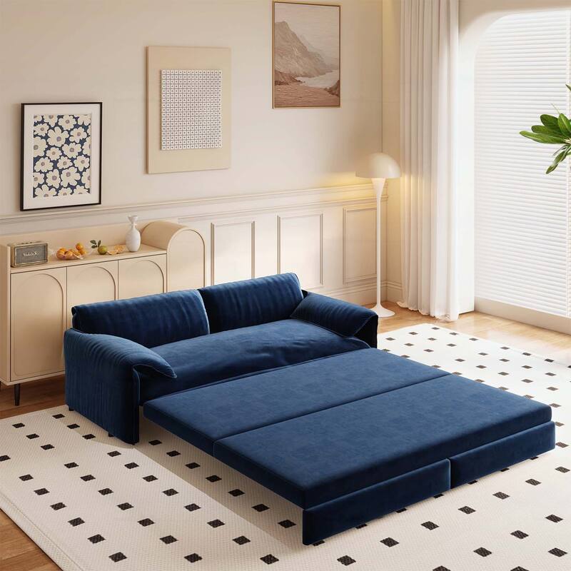3-in-1 Convertible Sleeper with Side Storage,Multi-Functional Loveseat for Various Spaces