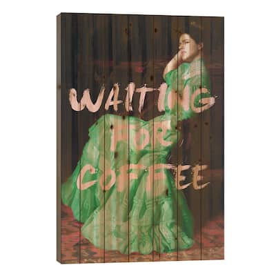 Waiting For Coffee III Print On Wood by Grace Digital Art Co - Multi-Color