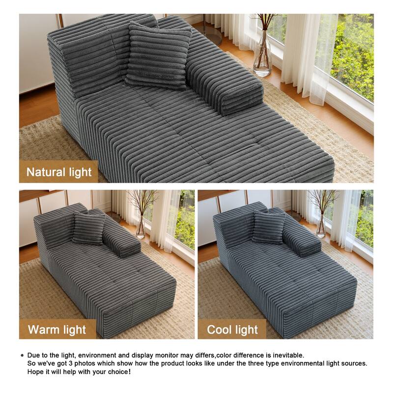 32" W No Assembly Required Plush Corduroy Chaise