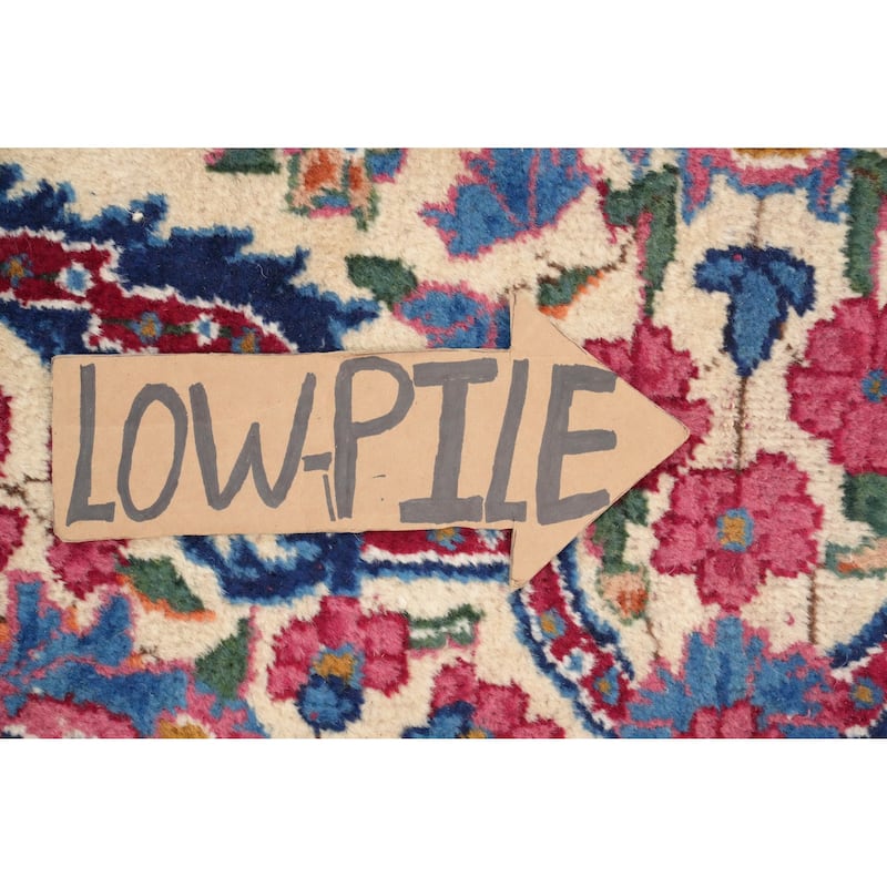 Hand Knotted Oriental 100% Wool Carpet Traditional Floral Beige & Ivories Kerman Area Rug - 11' 5'' X 8' 1''