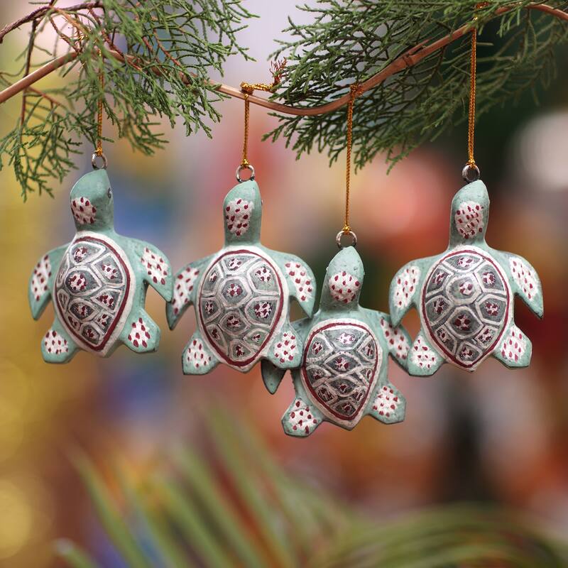 Novica Handmade Baby Shells Wood Ornaments (Set Of 4)