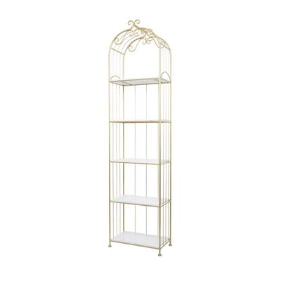 Marble Shelving Unit - Gold - Roche River Decor - 12"W x 20"L x 79"H