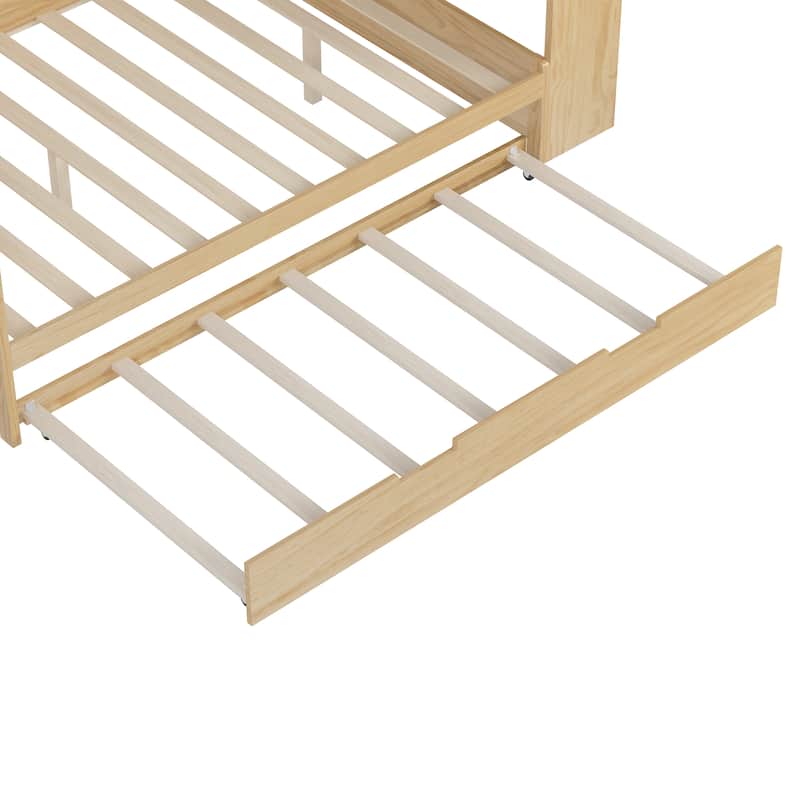 Wooden Full Size Multi-functional Bed with Study Desk and Trundle