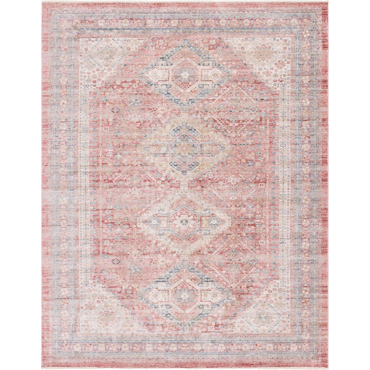 Vintage Area Rug Unique Loom Noble Collection Traditional Border Country Geometric 5' 1 x 5' 1 Round, Gray/Blue 