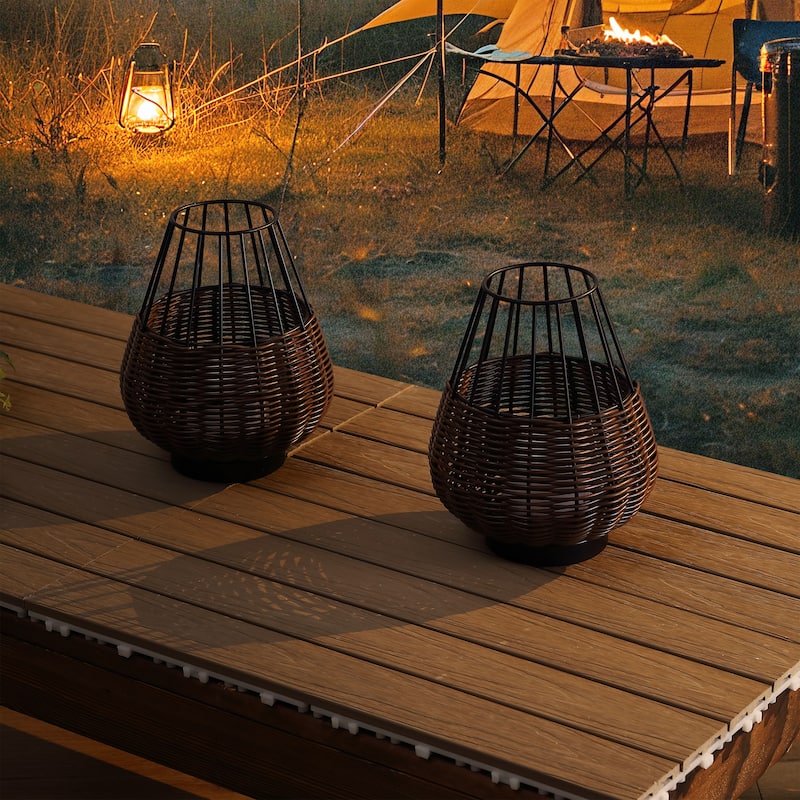 10" Indoor/Outdoor Rechargeable/Cordless Dimmable LED Table Lamp(Set of 2)