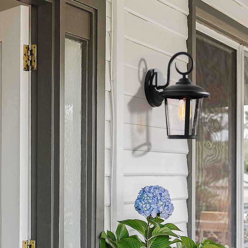 Veikous 1-light Modern Farmhouse Black Outdoor Sconces Dimmable Wall Lighting