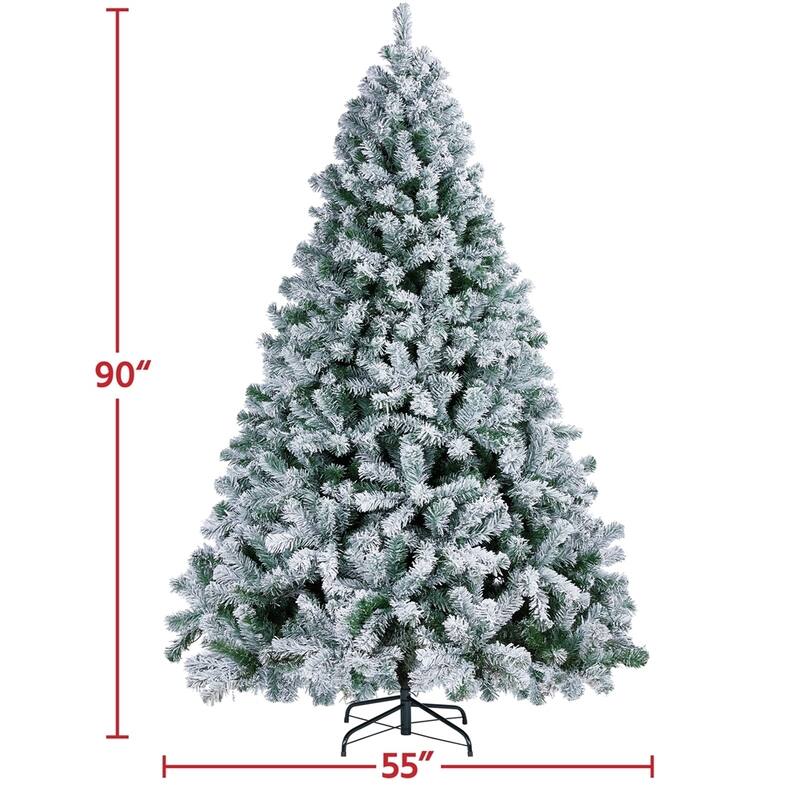 Yaheetech Pre-Lit Snow Flocked Christmas Tree with Incandescent Lights
