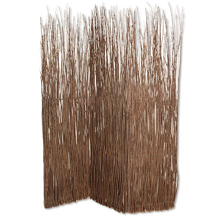 84 Inches Tall 3 Panel Foldable Screen with Willow Branches, Brown