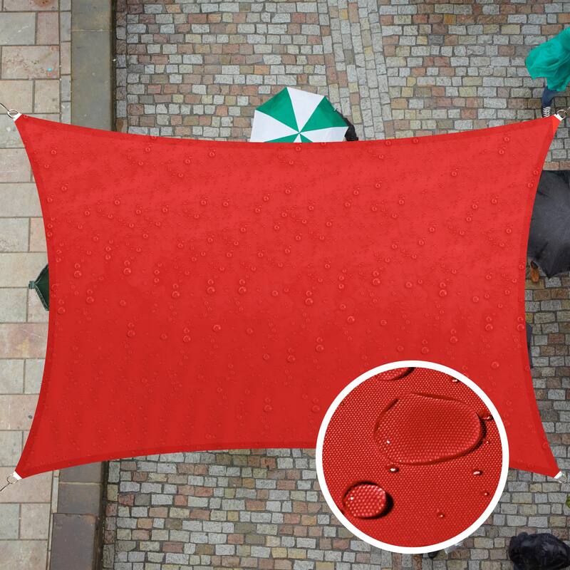 ColourTreeUSA Rectangle Waterproof Sun Shade Sail HDPE Mesh Fabric Screen Canopy UV Block 220 GSM - 7' x 12' - Red