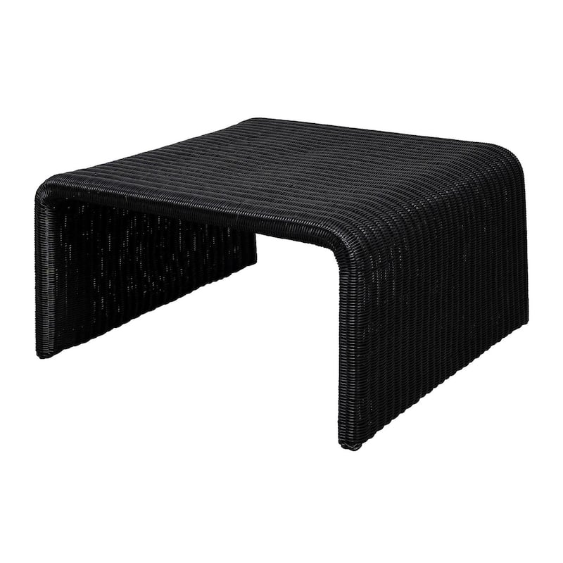 Woods Black Woven Rattan Square Coffee Table