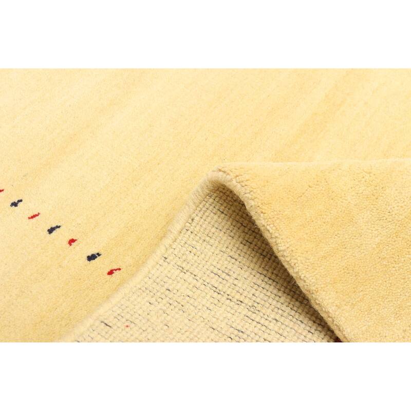 ECARPETGALLERY Hand Loomed Kashkuli Gabbeh Light Gold Wool Rug - 4'0 x 5'9